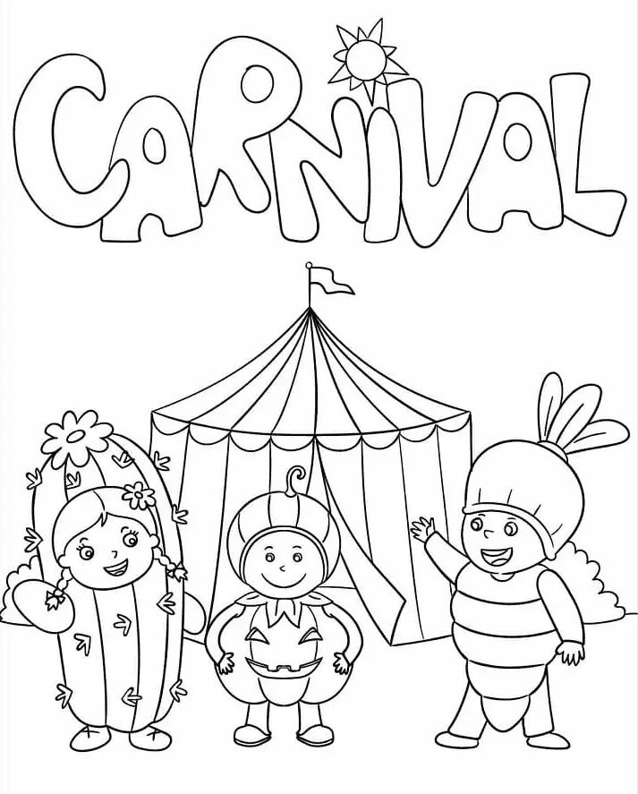 Çocuklar İçin Karnaval Boyama Sayfaları 