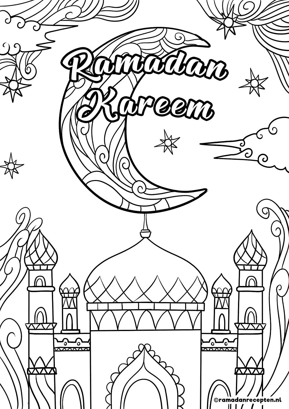 Çocuklar İçin Ramazan-Bayramı Boyama Sayfaları 