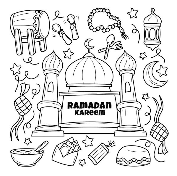 Çocuklar İçin Ramazan-Bayramı Boyama Sayfaları 