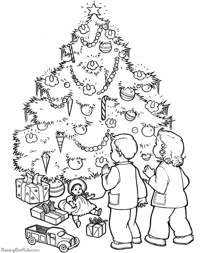 Çocuklar İçin Noel Ağacı Boyama Sayfaları 
