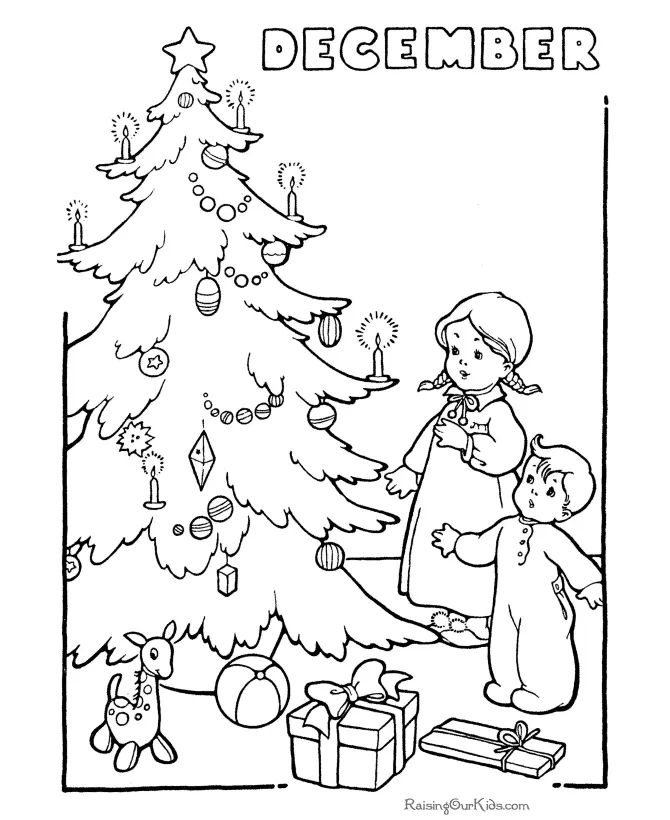 Çocuklar İçin Noel Ağacı Boyama Sayfaları 