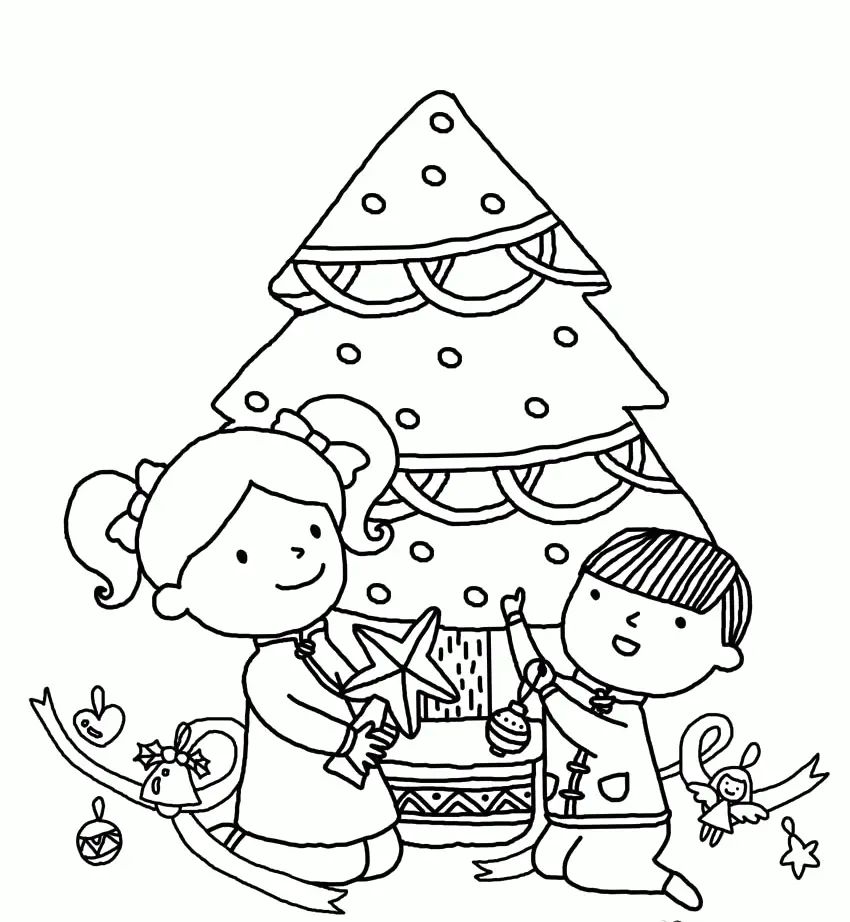 Çocuklar İçin Noel Ağacı Boyama Sayfaları 