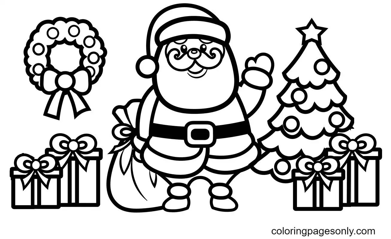 Çocuklar İçin Noel-Baba Boyama Sayfaları 