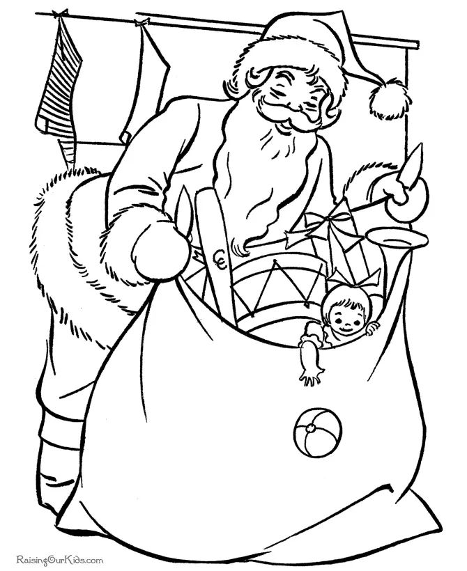 Çocuklar İçin Noel-Baba Boyama Sayfaları 