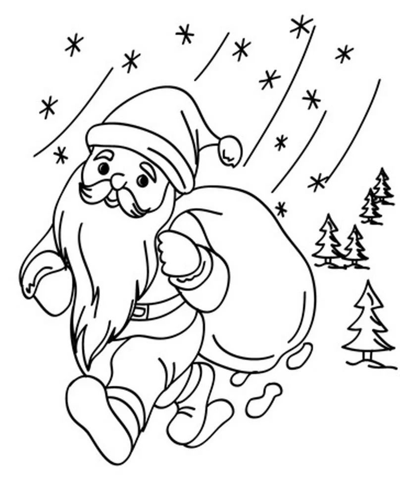 Çocuklar İçin Noel-Baba Boyama Sayfaları 