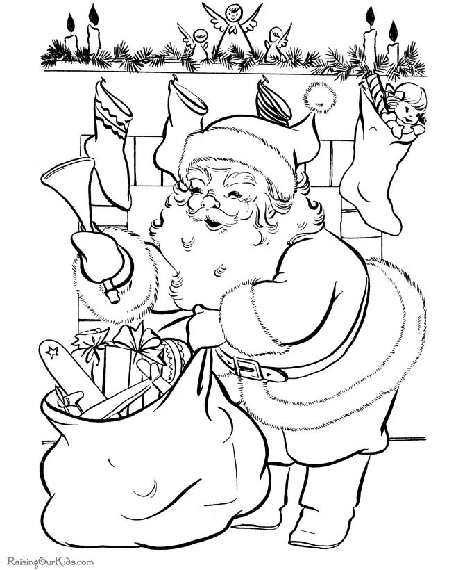 Çocuklar İçin Noel-Baba Boyama Sayfaları 