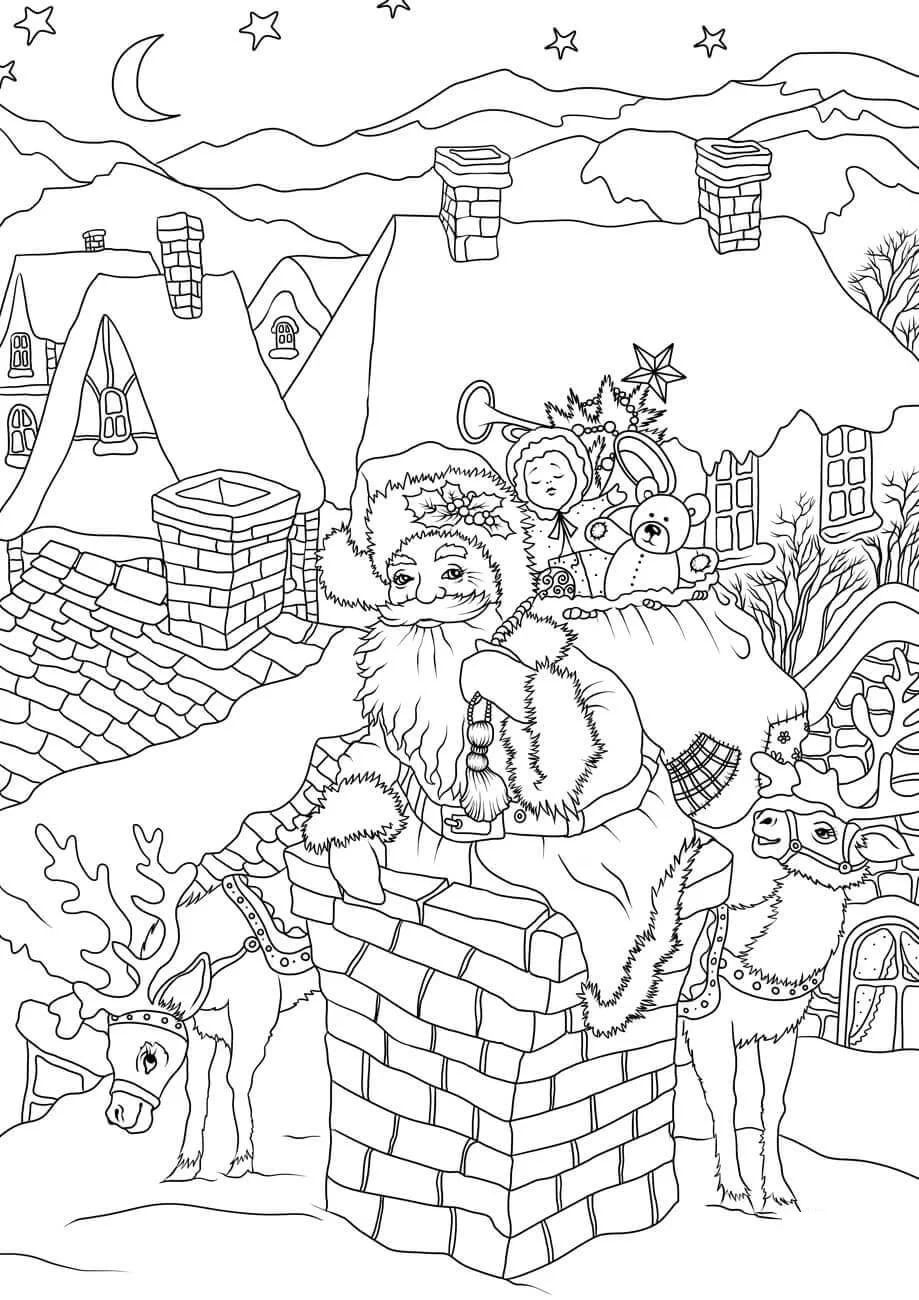 Çocuklar İçin Noel-Baba Boyama Sayfaları 