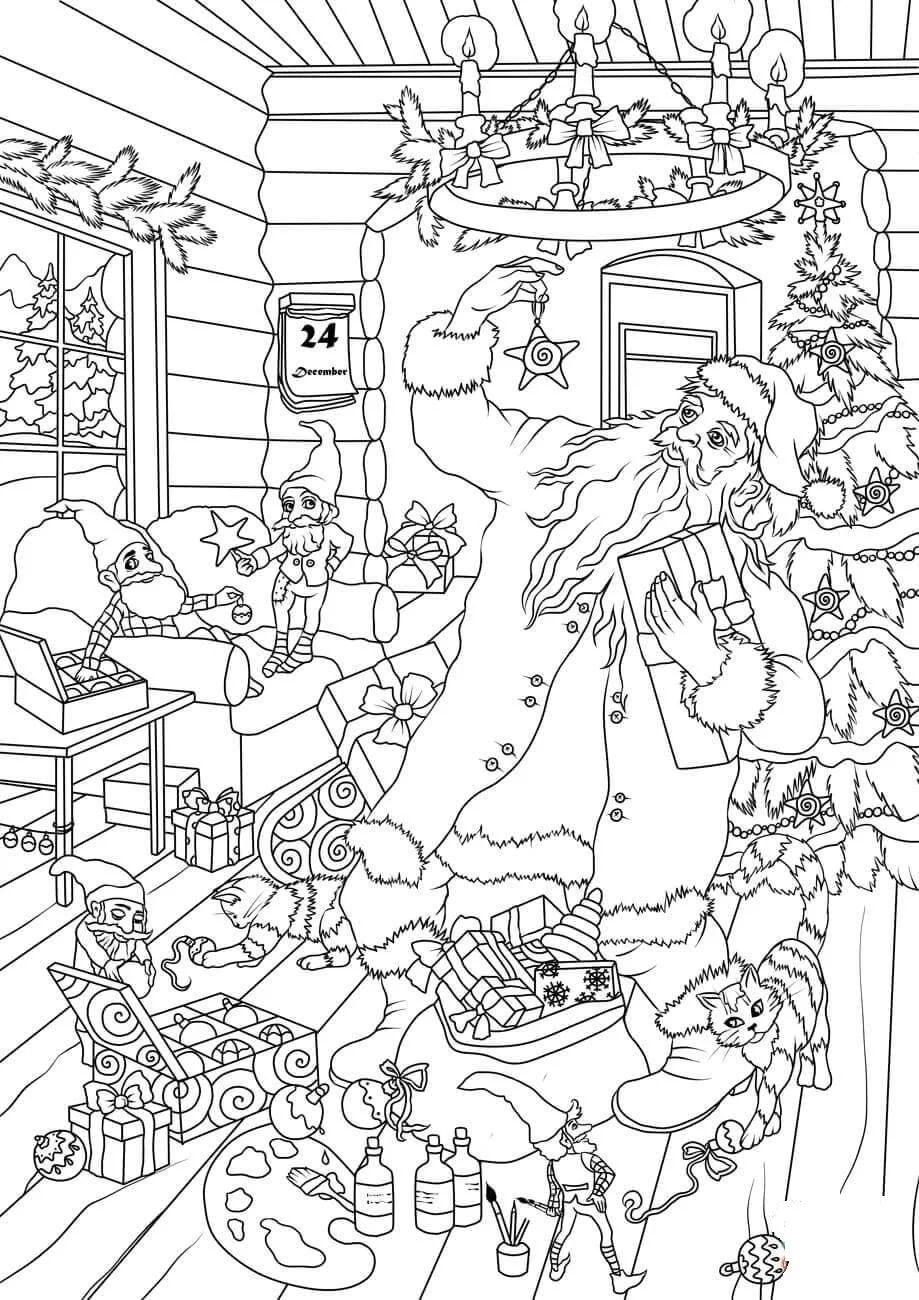 Çocuklar İçin Noel-Baba Boyama Sayfaları 