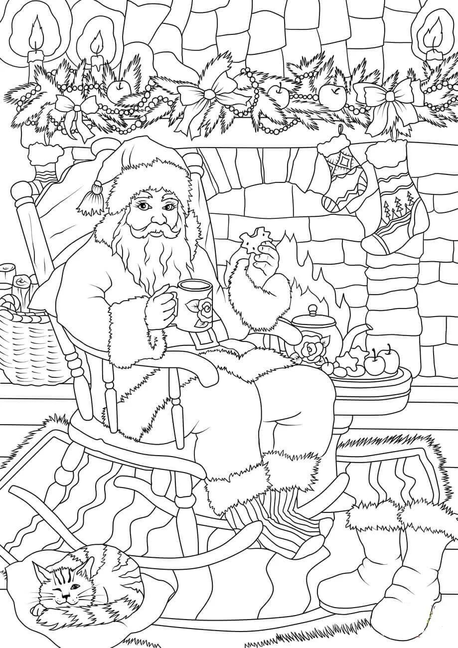 Çocuklar İçin Noel-Baba Boyama Sayfaları 