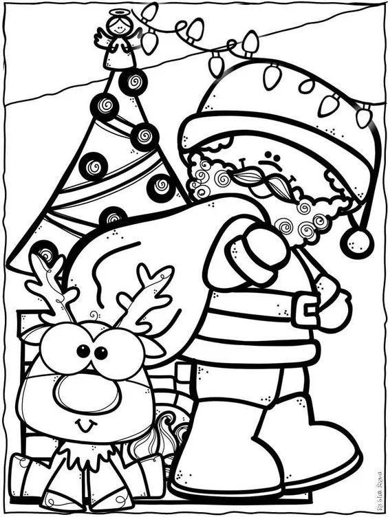 Çocuklar İçin Noel-Baba Boyama Sayfaları 