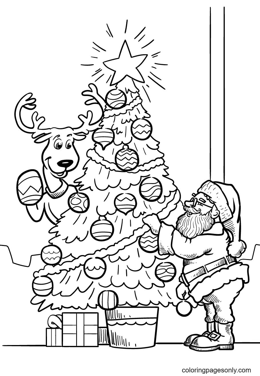 Çocuklar İçin Noel-Baba Boyama Sayfaları 