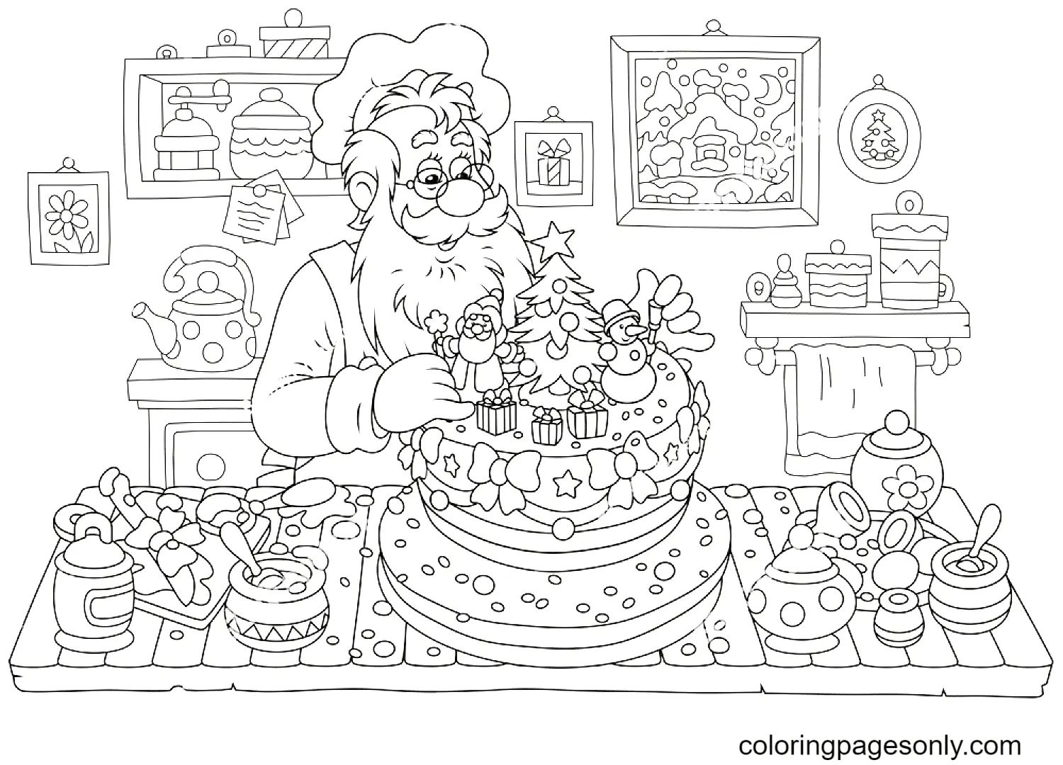 Çocuklar İçin Noel-Baba Boyama Sayfaları 