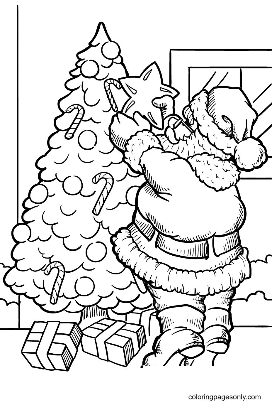 Çocuklar İçin Noel-Baba Boyama Sayfaları 