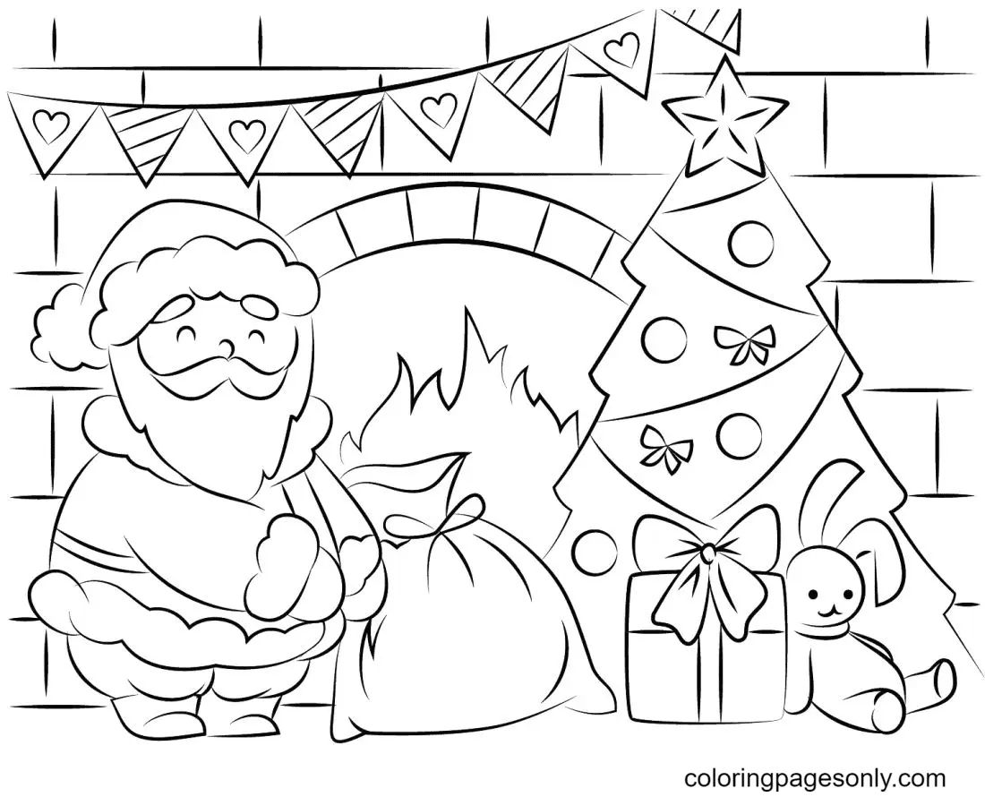 Çocuklar İçin Noel-Baba Boyama Sayfaları 
