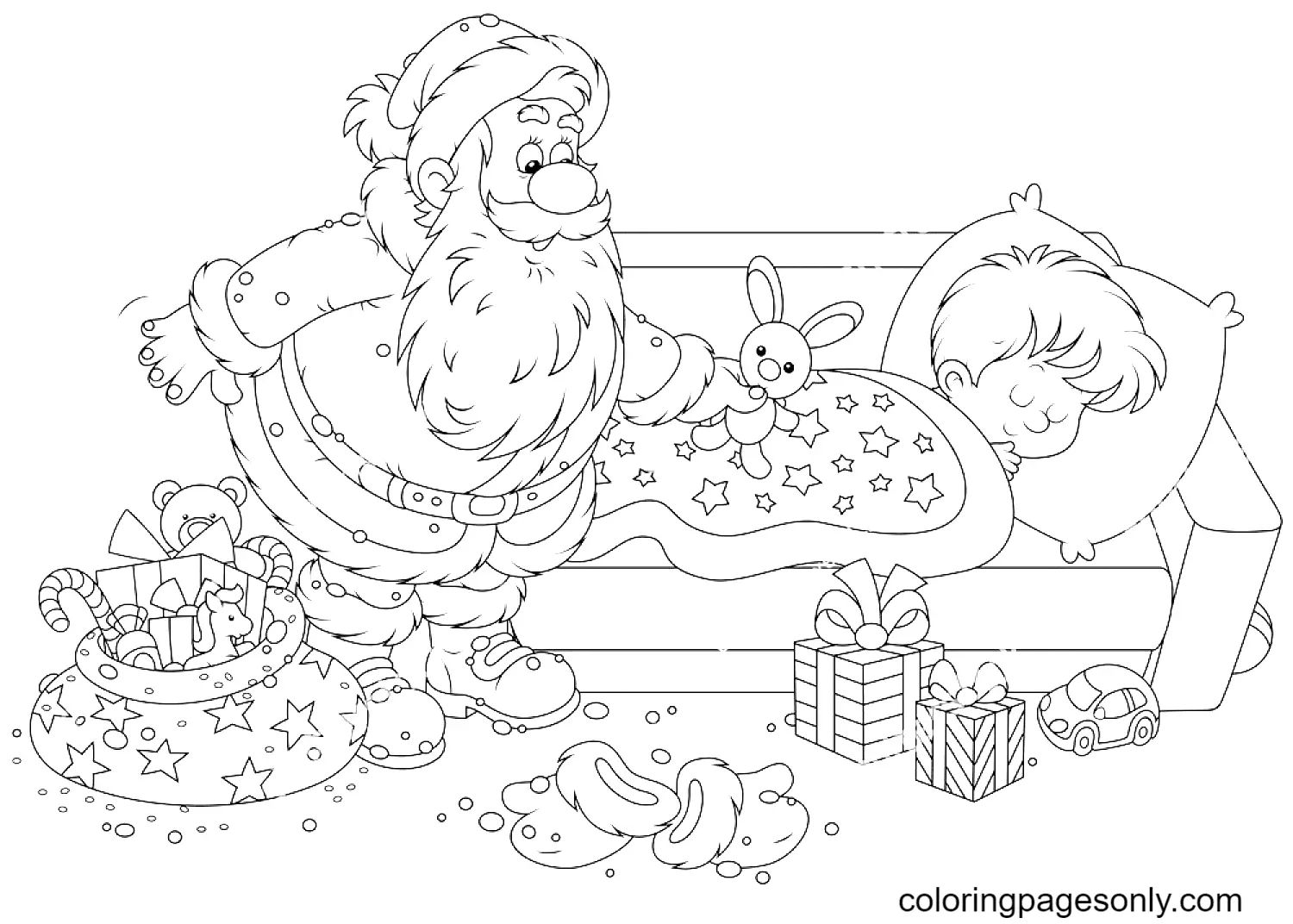 Çocuklar İçin Noel-Baba Boyama Sayfaları 