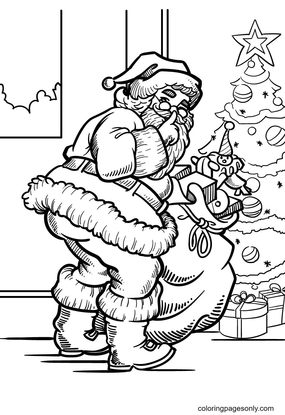 Çocuklar İçin Noel-Baba Boyama Sayfaları 