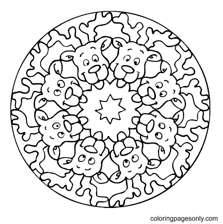 Çocuklar İçin Yeniyıl-mandala Boyama Sayfaları 