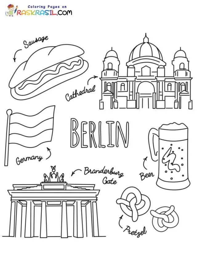 Çocuklar İçin  Ülkeler Medeniyetler Berlin Boyama Sayfaları 