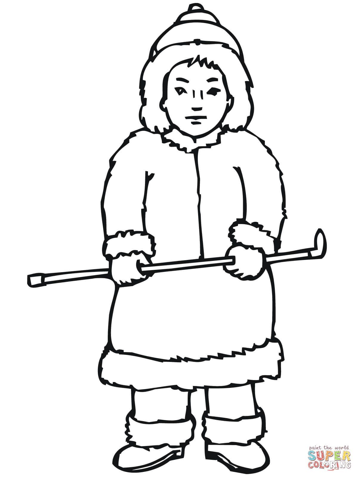 Çocuklar İçin  Ülkeler Medeniyetler Eskimo Boyama Sayfaları 