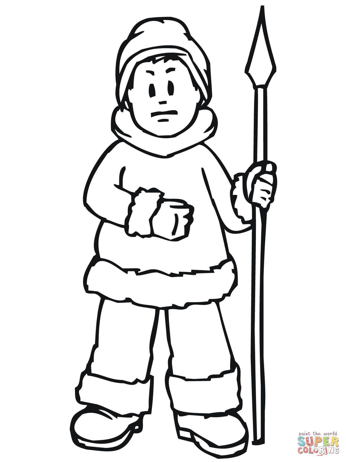 Çocuklar İçin  Ülkeler Medeniyetler Eskimo Boyama Sayfaları 