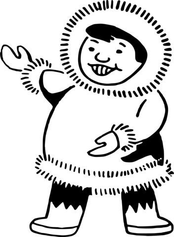 Çocuklar İçin  Ülkeler Medeniyetler Eskimo Boyama Sayfaları 
