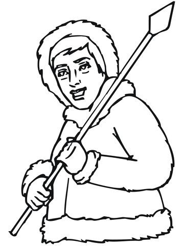 Çocuklar İçin  Ülkeler Medeniyetler Eskimo Boyama Sayfaları 