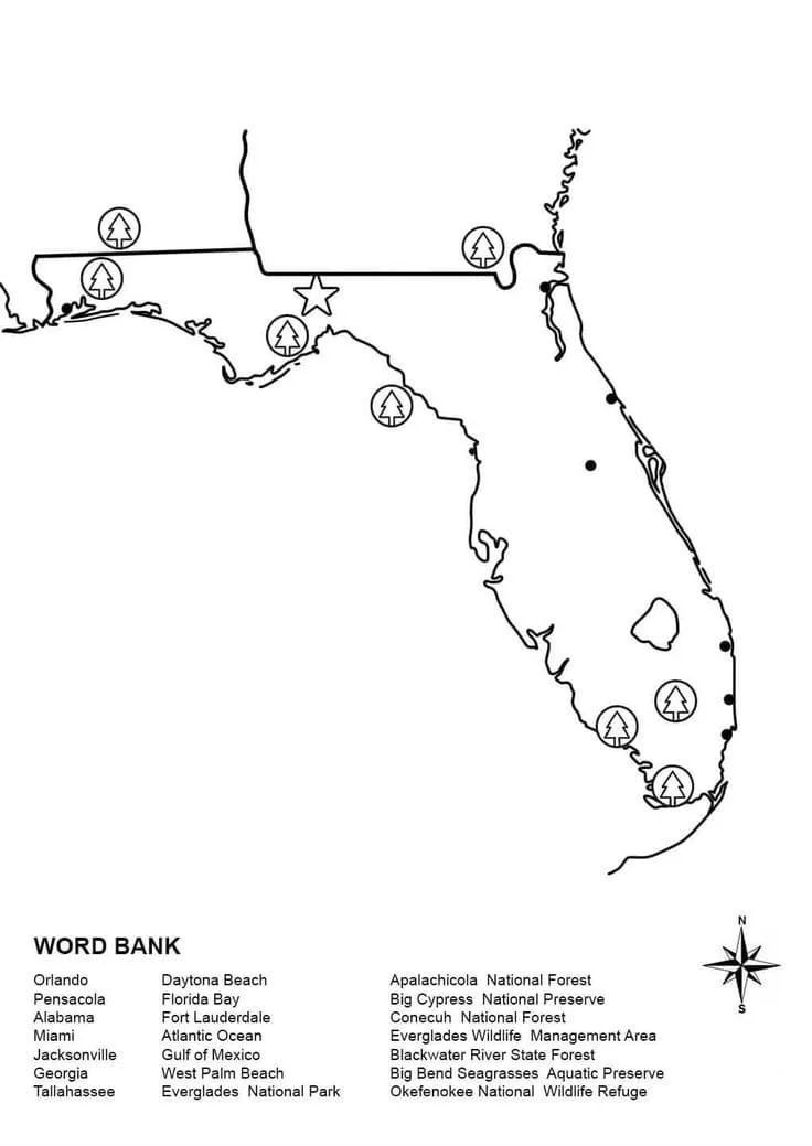 Çocuklar İçin  Ülkeler Medeniyetler Florida Boyama Sayfaları 