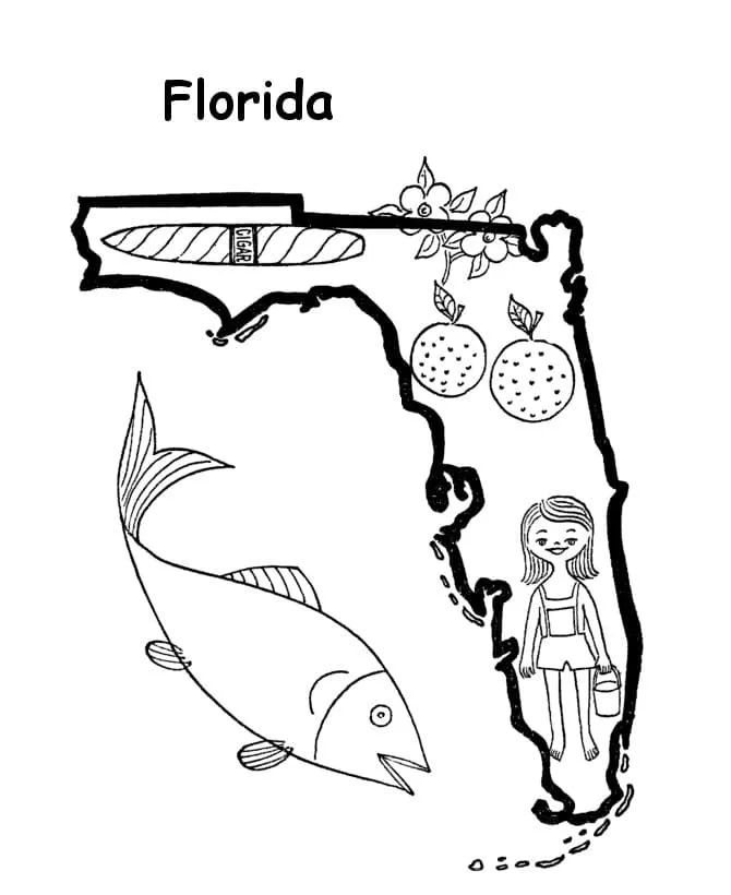 Çocuklar İçin  Ülkeler Medeniyetler Florida Boyama Sayfaları 