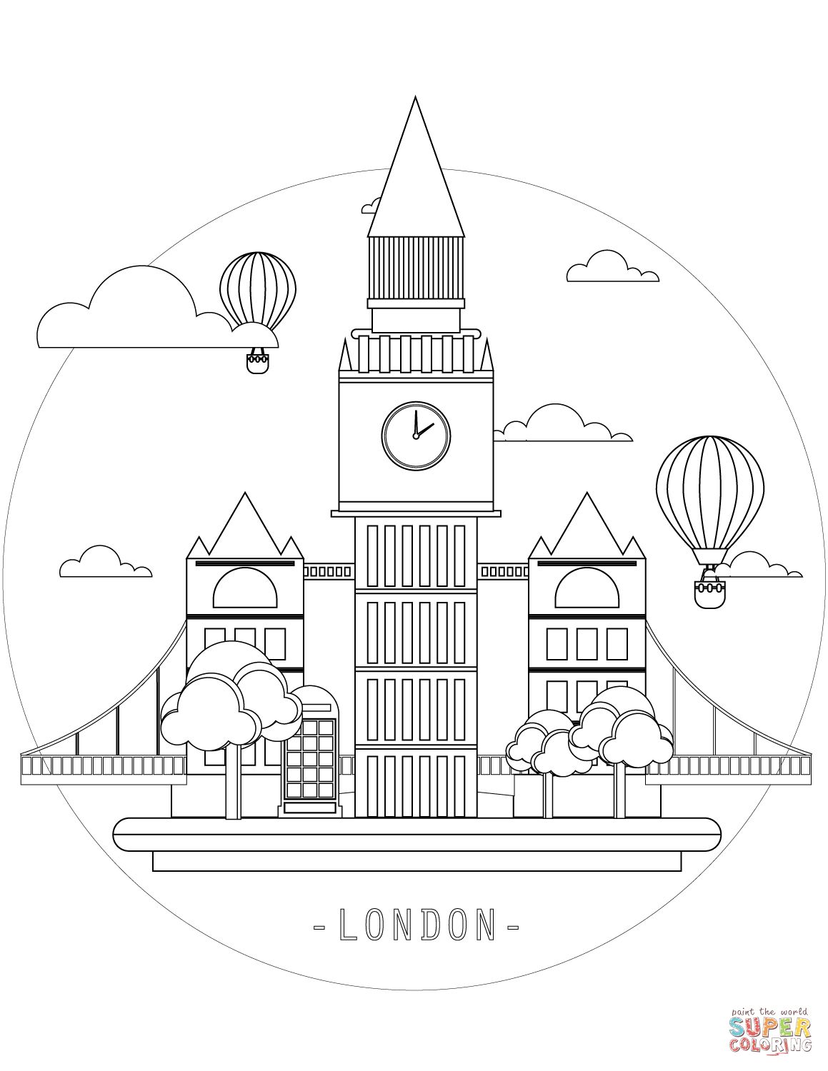 Çocuklar İçin  Ülkeler Medeniyetler Londra Boyama Sayfaları 