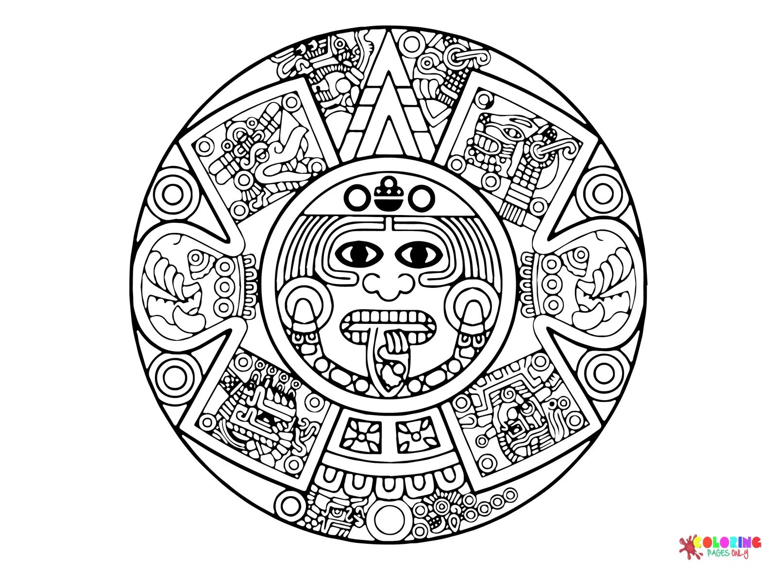 Çocuklar İçin  Ülkeler Medeniyetler Maya-Uygarlığı Boyama Sayfaları 