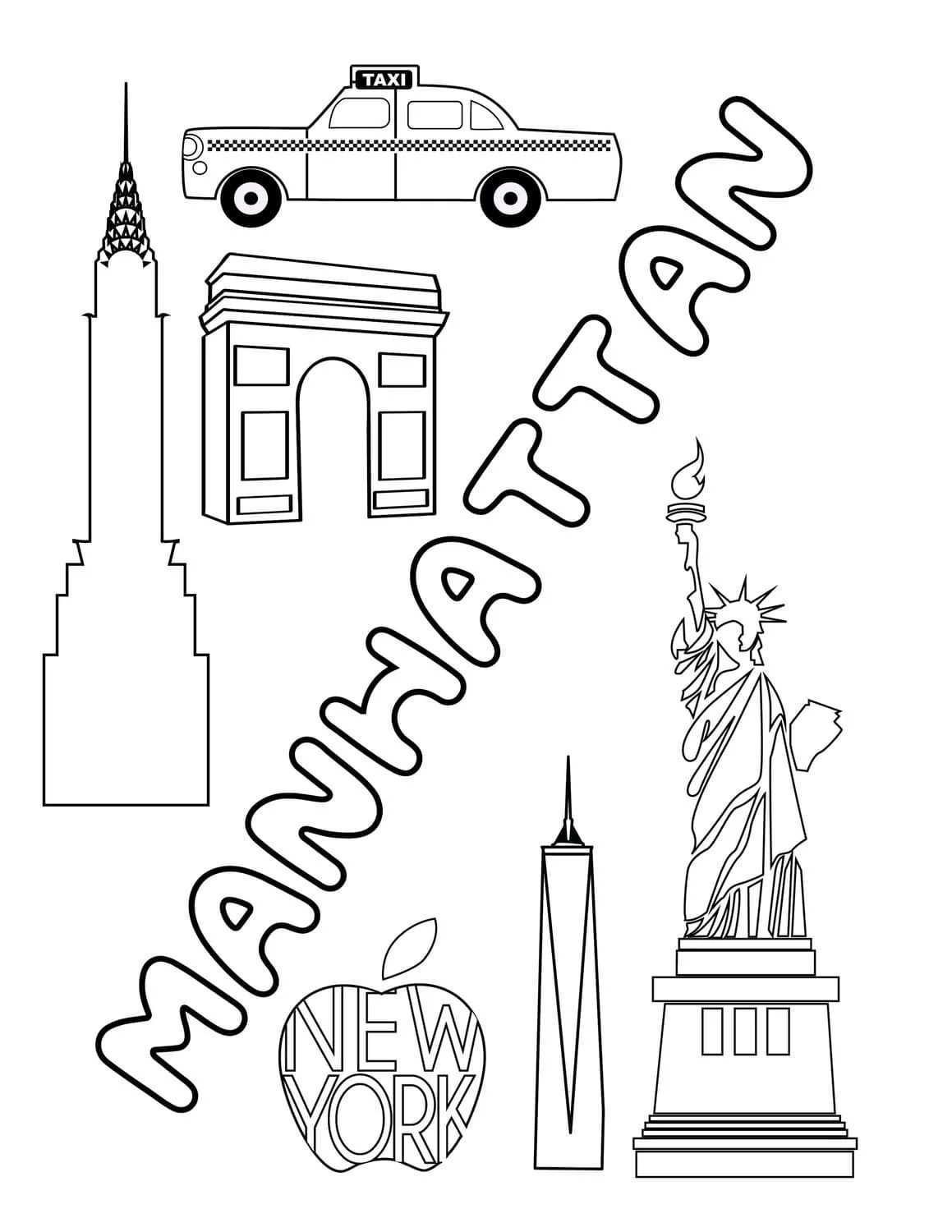 Çocuklar İçin  Ülkeler Medeniyetler Newyork Boyama Sayfaları 