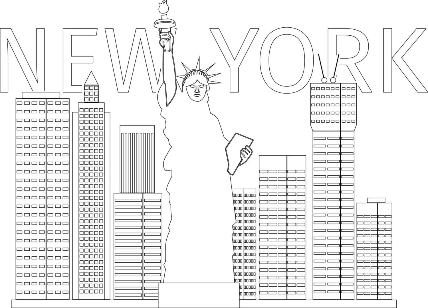 Çocuklar İçin  Ülkeler Medeniyetler Newyork Boyama Sayfaları 