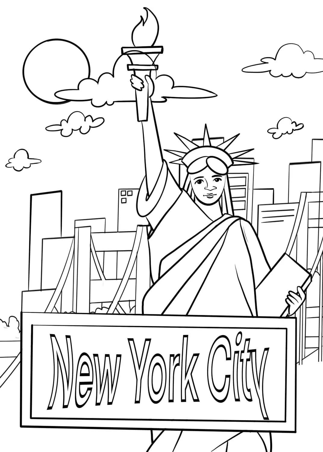 Çocuklar İçin  Ülkeler Medeniyetler Newyork Boyama Sayfaları 