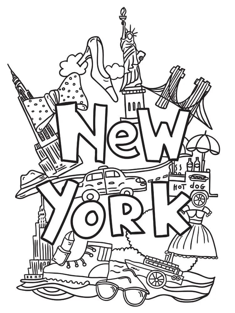 Çocuklar İçin  Ülkeler Medeniyetler Newyork Boyama Sayfaları 