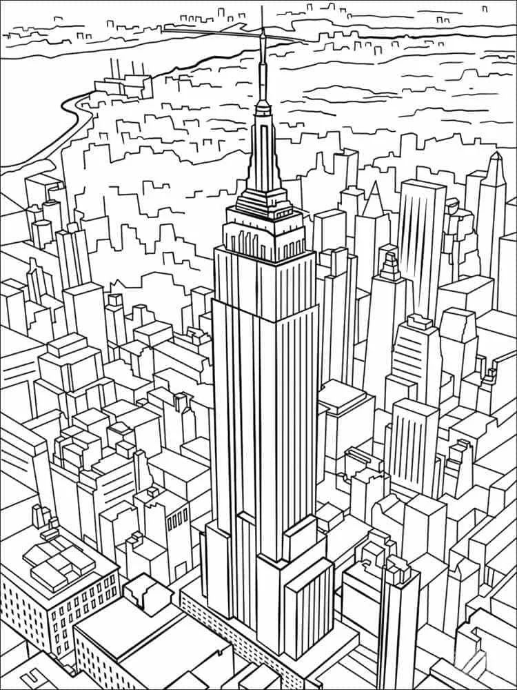 Çocuklar İçin  Ülkeler Medeniyetler Newyork Boyama Sayfaları 