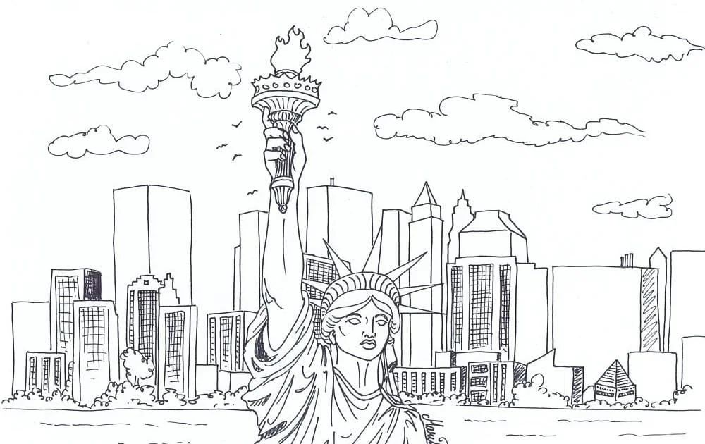 Çocuklar İçin  Ülkeler Medeniyetler Newyork Boyama Sayfaları 