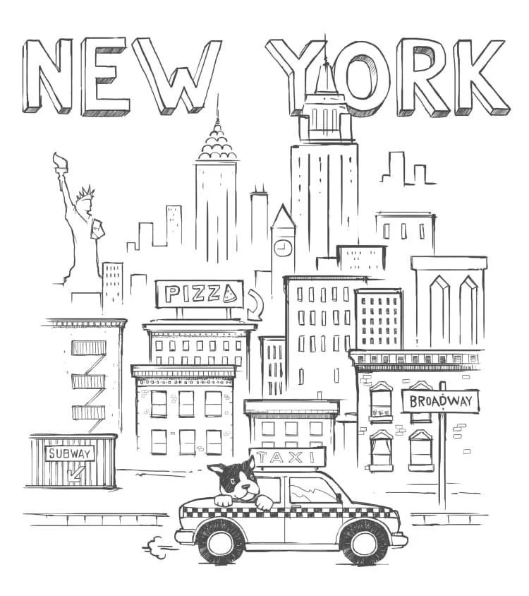 Çocuklar İçin  Ülkeler Medeniyetler Newyork Boyama Sayfaları 