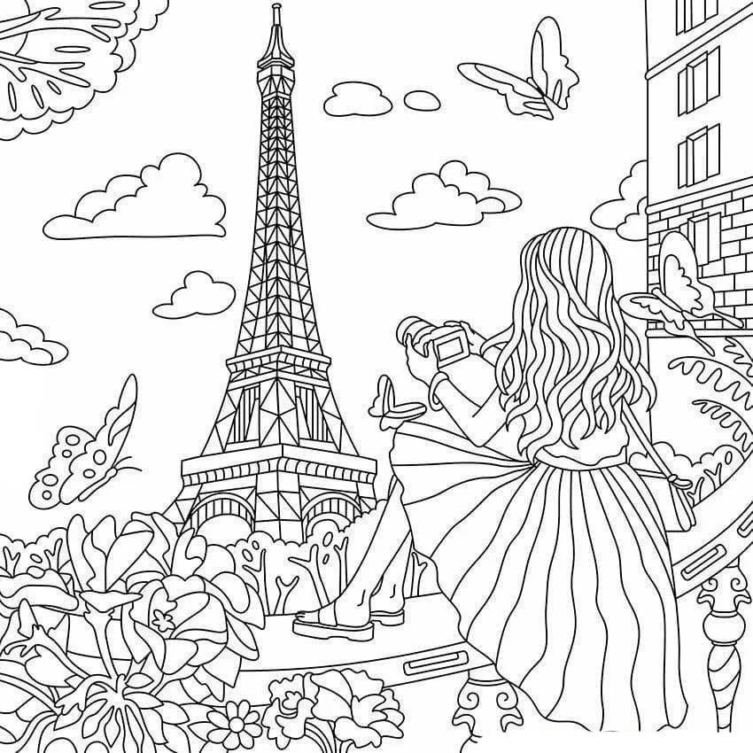 Çocuklar İçin  Ülkeler Medeniyetler Paris Boyama Sayfaları 