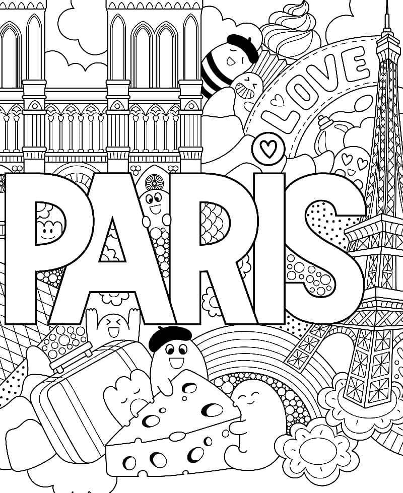 Çocuklar İçin  Ülkeler Medeniyetler Paris Boyama Sayfaları 
