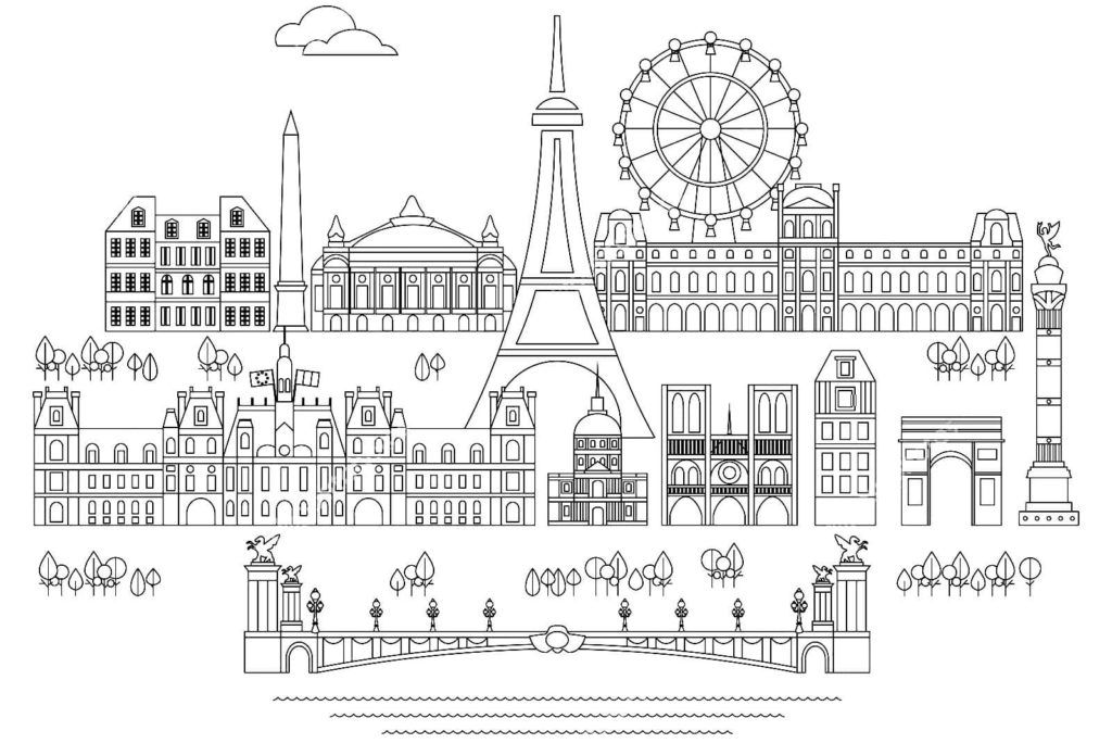 Çocuklar İçin  Ülkeler Medeniyetler Paris Boyama Sayfaları 