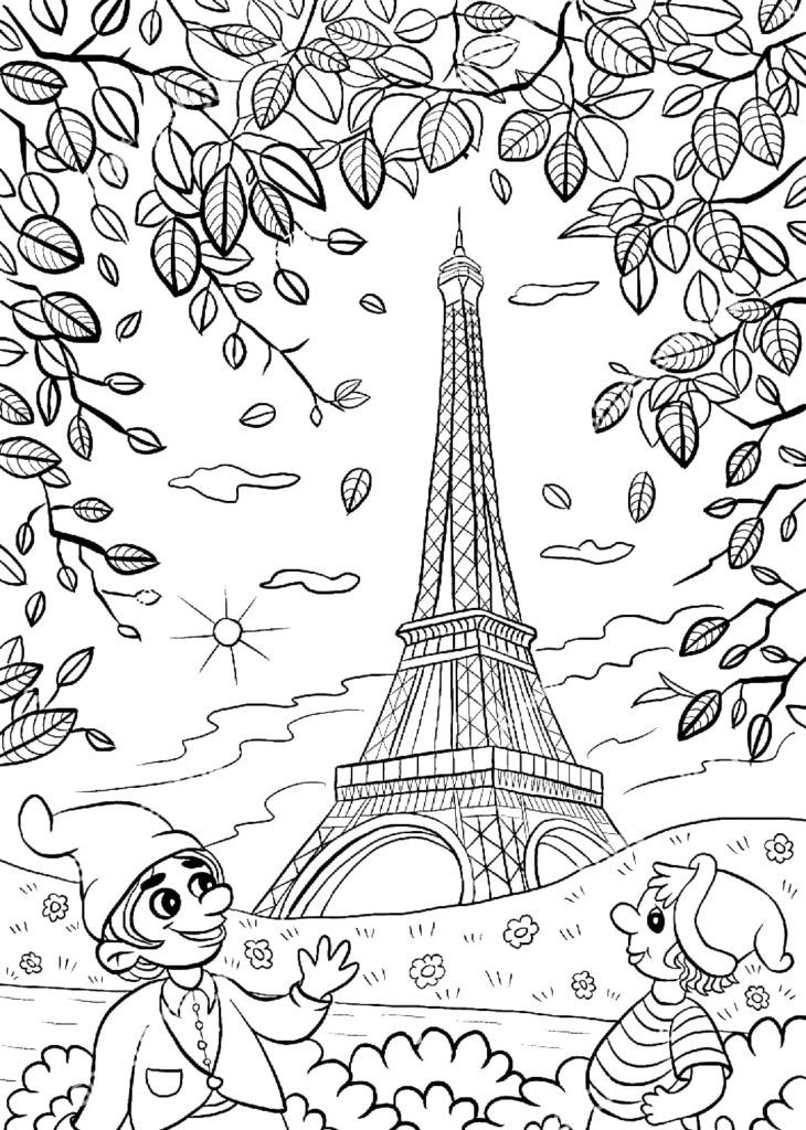 Çocuklar İçin  Ülkeler Medeniyetler Paris Boyama Sayfaları 