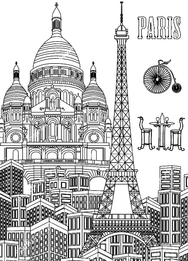 Çocuklar İçin  Ülkeler Medeniyetler Paris Boyama Sayfaları 