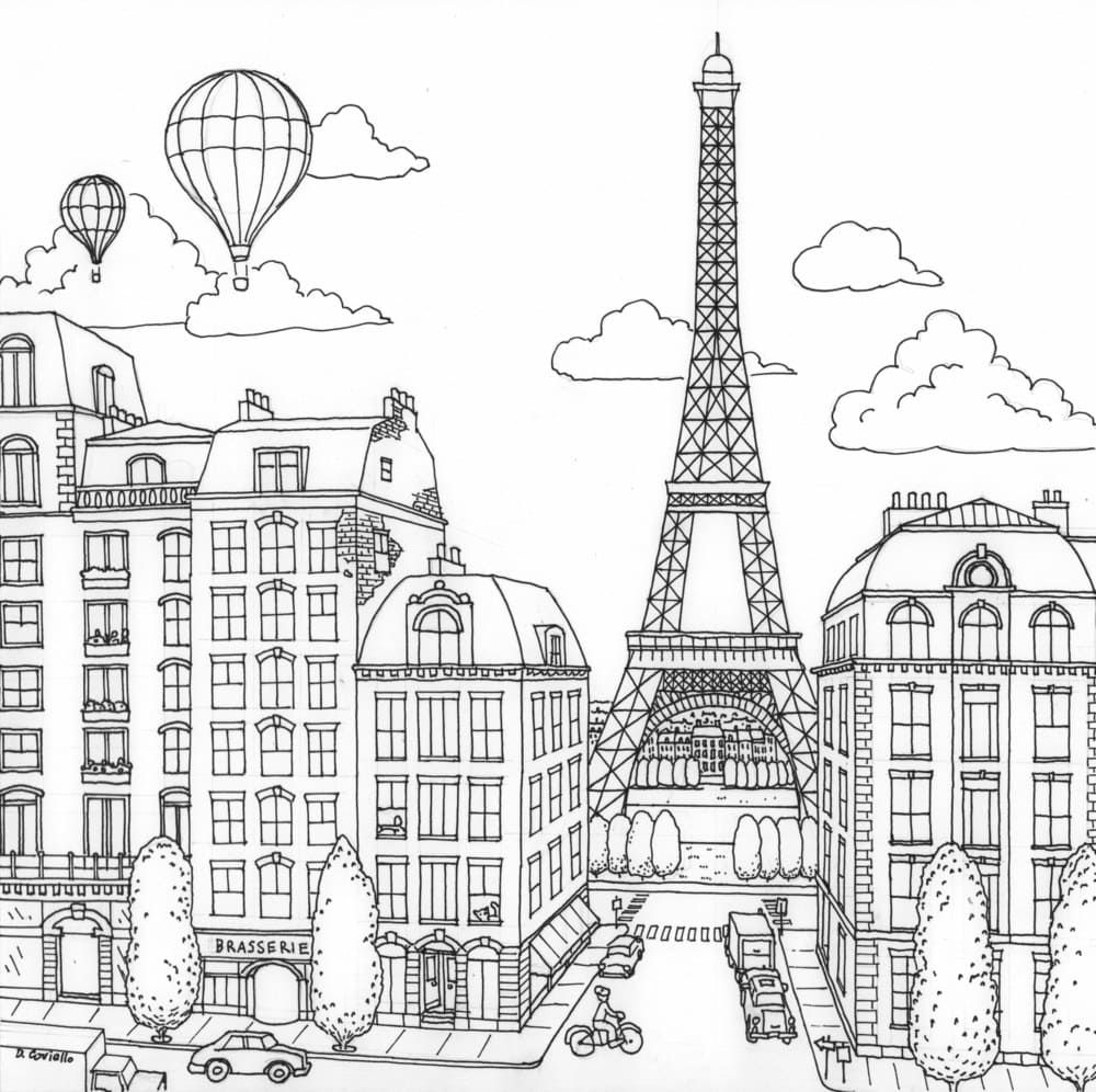 Çocuklar İçin  Ülkeler Medeniyetler Paris Boyama Sayfaları 