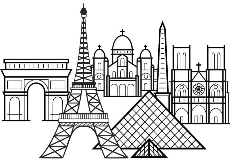 Çocuklar İçin  Ülkeler Medeniyetler Paris Boyama Sayfaları 