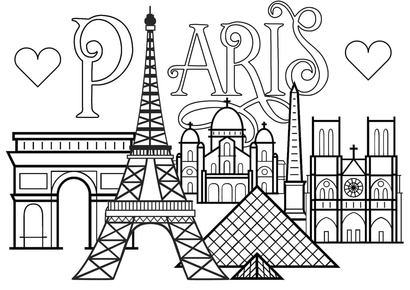 Çocuklar İçin  Ülkeler Medeniyetler Paris Boyama Sayfaları 