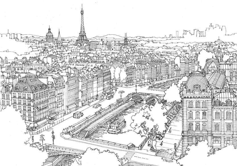 Çocuklar İçin  Ülkeler Medeniyetler Paris Boyama Sayfaları 