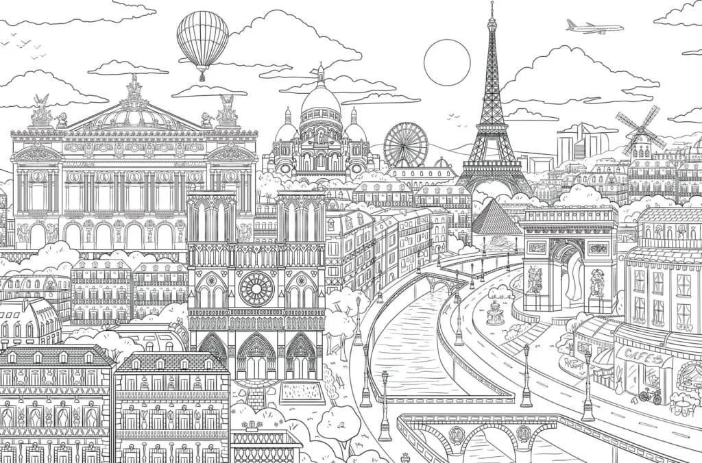 Çocuklar İçin  Ülkeler Medeniyetler Paris Boyama Sayfaları 