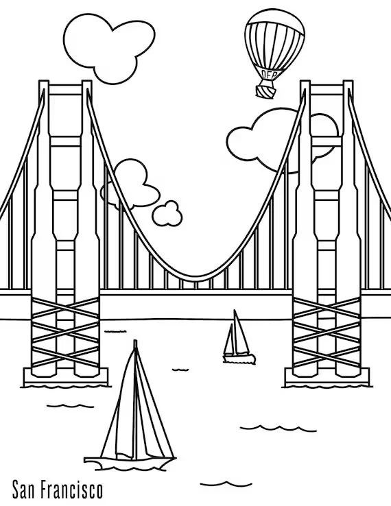 Çocuklar İçin  Ülkeler Medeniyetler San-Francisco Boyama Sayfaları 