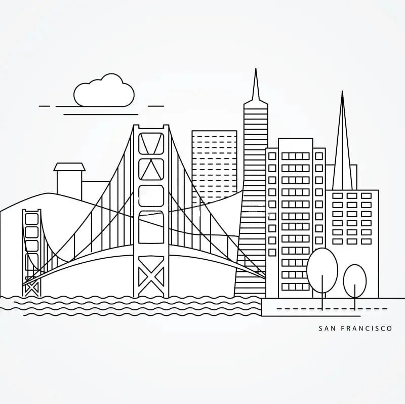 Çocuklar İçin  Ülkeler Medeniyetler San-Francisco Boyama Sayfaları 