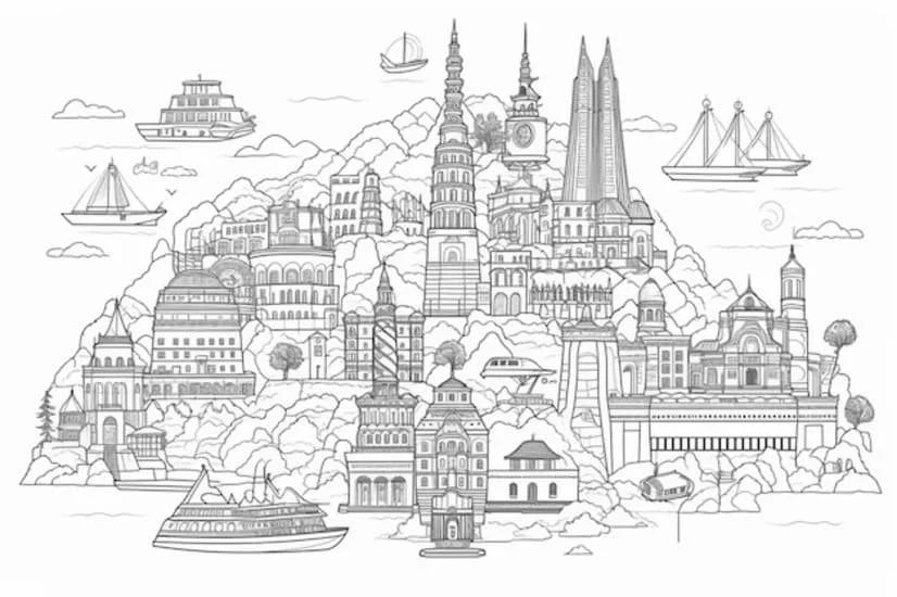 Çocuklar İçin  Ülkeler Medeniyetler San-Francisco Boyama Sayfaları 